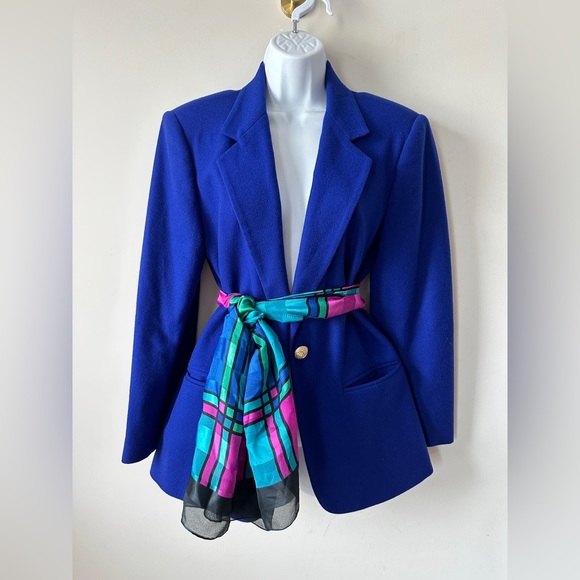 Vintage Multi Color Abstract  Print Versatile Wear 80s Fashion Rectangular Scarf - Picture 7 of 10